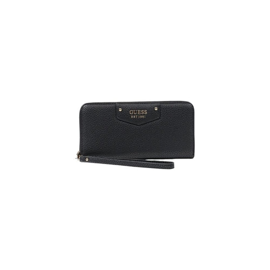 Wallet by Guess for women in pebbled poly leather black showcases a discerning silhouette, artfully capturing the essence of Downtown Chic Pebbled Poly Leather Wallet with its functional .