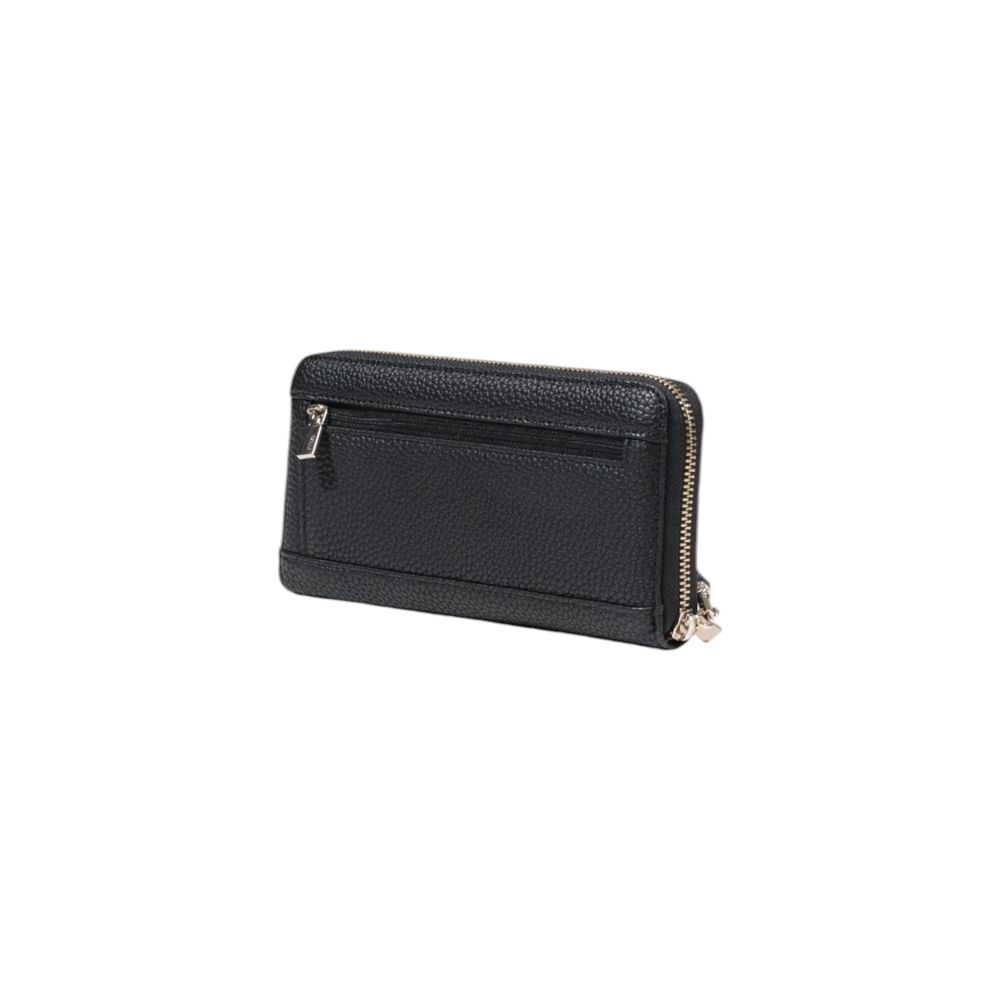 Wallet by Guess for women in pebbled poly leather black showcases a refined silhouette, artfully detailed with the signature style of the Downtown Chic Pebbled Poly Leather Wallet and functional .