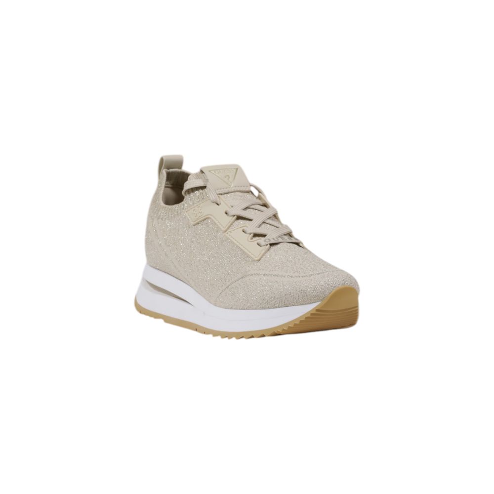 Sneakers by Guess for women in polyester & polyurethane beige presents a sumptuous silhouette from the Women's Lightweight Athletic Slip-On Casual Polyester & Polyurethane Sneakers collection, showcasing a sumptuous athletic slip-on casual style for an elevated aesthetic.