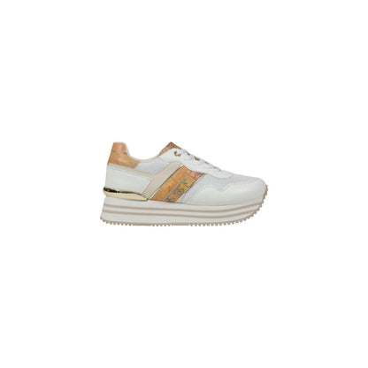 Sneakers by Alviero Martini Prima Classe for women in polyester polyurethan & polyethylene white features an opulent silhouette from the Women's Lightweight Fashion Polyester Polyurethan & Polyethylene Sneakers collection, showcasing a signature fashion style with an opulent finish.