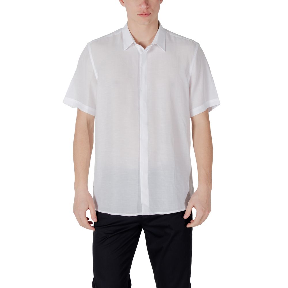 Antony Morato Men's Lightweight Short-Sleeve Linen & Lyocell Shirt - White