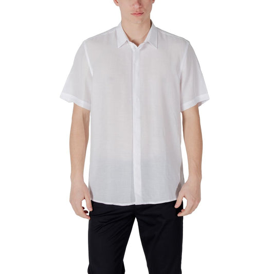 Antony Morato Men's Lightweight Short-Sleeve Linen & Lyocell Shirt - White
