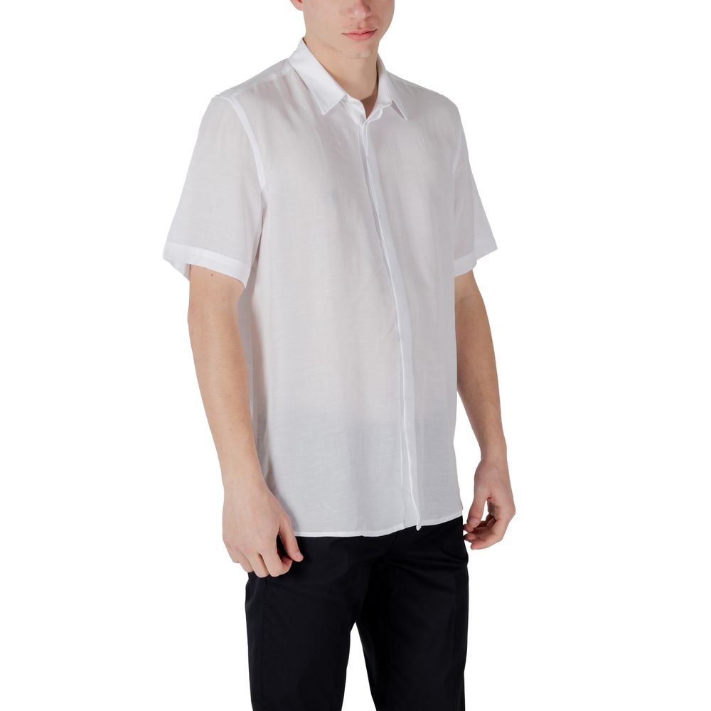 Antony Morato Men's Lightweight Short-Sleeve Linen & Lyocell Shirt - White