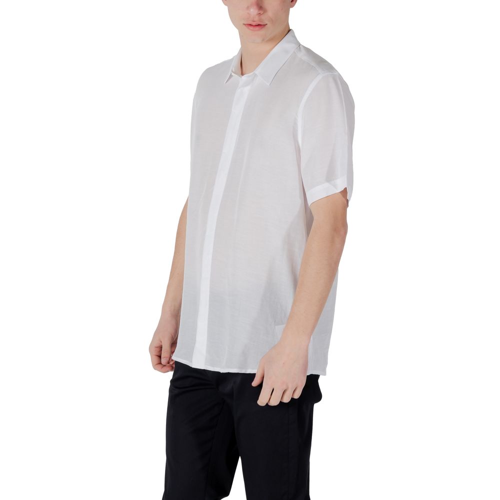 Antony Morato Men's Lightweight Short-Sleeve Linen & Lyocell Shirt - White