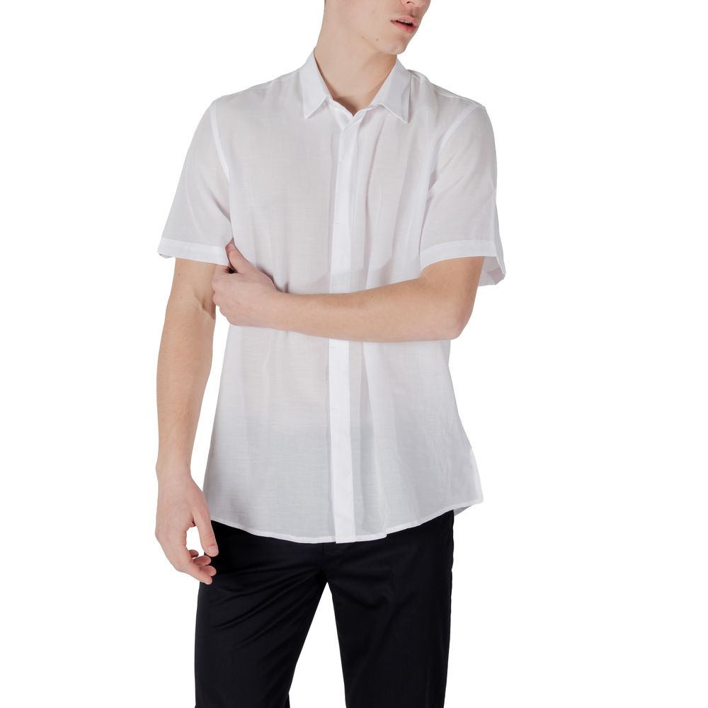 Antony Morato Men's Lightweight Short-Sleeve Linen & Lyocell Shirt - White