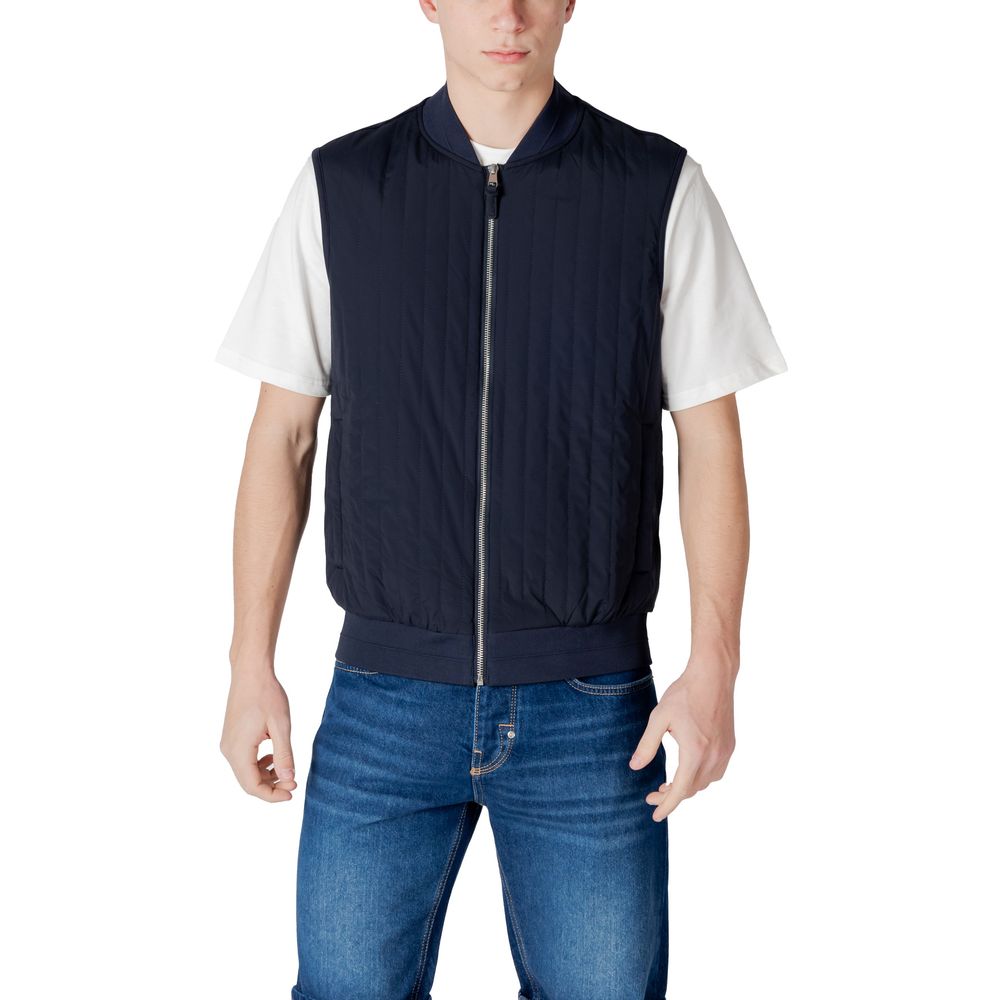 Bomber Jacket by Antony Morato for men in cotton polyester blue features a dramatic silhouette, showcasing a sophisticated and distinctive pockets for a dramatic aesthetic.