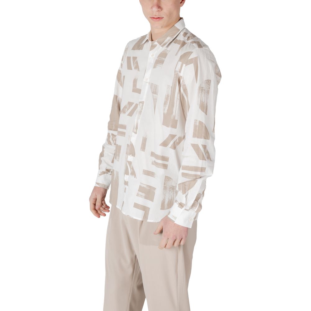 Shirt by Antony Morato for men in viscose & denim cotton beige features an architectural silhouette with a refined and elegant for a architectural look.