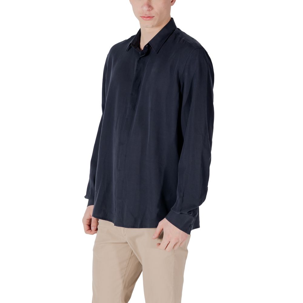Shirt by Antony Morato for men in linen & lyocell blue features an polished silhouette, showcasing a sophisticated and detail for a truly polished finish.