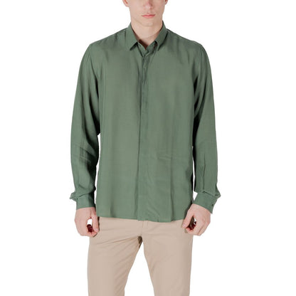 Antony Morato Men's Lightweight Long-Sleeve Linen & Lyocell Shirt - Green