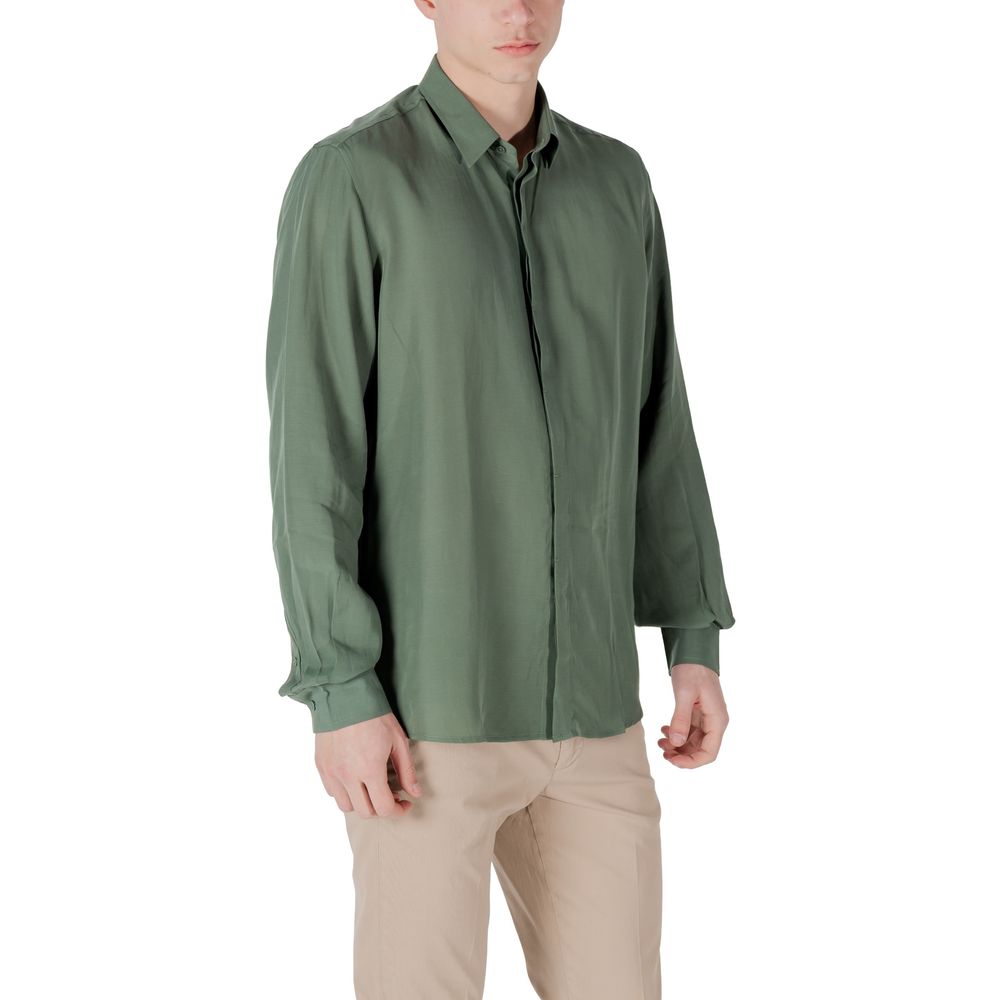 Antony Morato Men's Lightweight Long-Sleeve Linen & Lyocell Shirt - Green