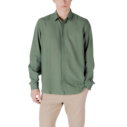 Antony Morato Men's Lightweight Long-Sleeve Linen & Lyocell Shirt - Green