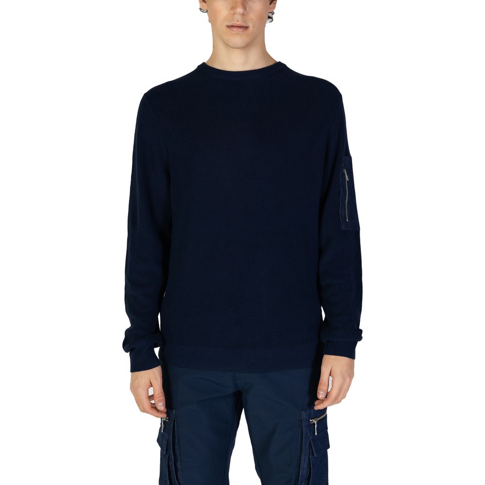 Sweatshirt by Antony Morato for men in viscose cotton blue features an provocated silhouette, detailed with a provocated and a refined round neckline for a sophisticated aesthetic.