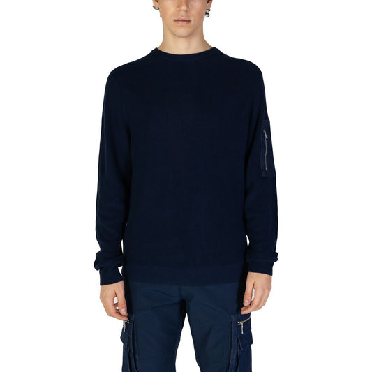 Sweatshirt by Antony Morato for men in viscose cotton blue features an provocated silhouette, detailed with a provocated and a refined round neckline for a sophisticated aesthetic.