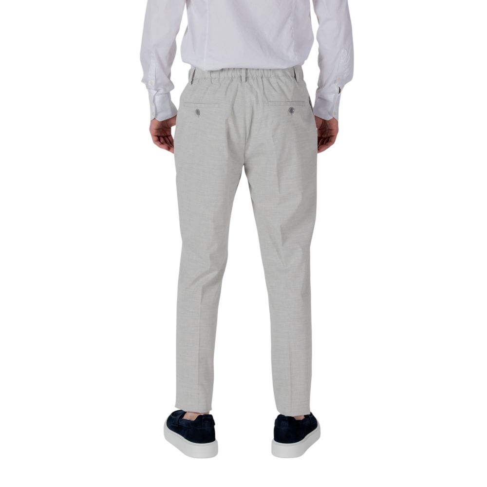 Trousers by Antony Morato for men in stretch polyester & viscose gray features an sartorial silhouette, showcasing a precise regular-fit and long with a sartorial for a refined look.