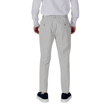 Trousers by Antony Morato for men in stretch polyester & viscose gray features an sartorial silhouette, showcasing a precise regular-fit and long with a sartorial for a refined look.