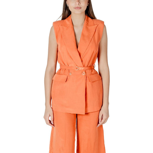 Liu Jo Women's Lightweight Double-Breasted Linen & Lyocell Vest - Orange