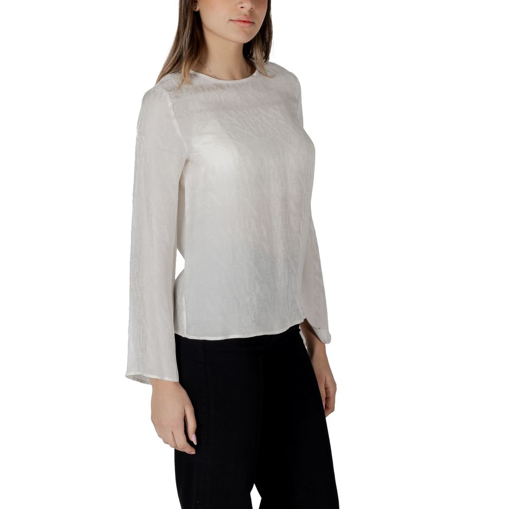 Shirt by Armani Exchange for women in viscose cream presents a discerning silhouette, showcasing a sophisticated and for a truly discerning finish.