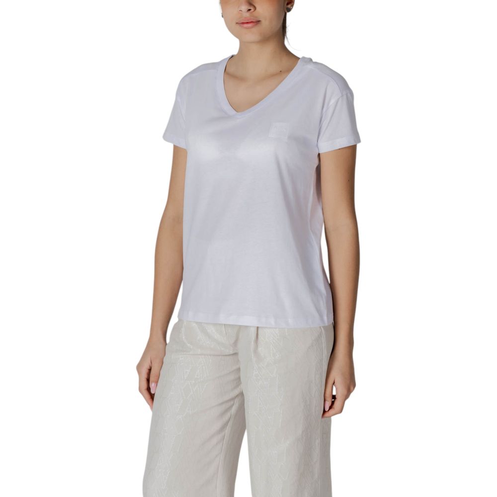 T-Shirt by Armani Exchange for women in cotton white showcases a chic silhouette, artfully detailed with a chic and for a chic finish.