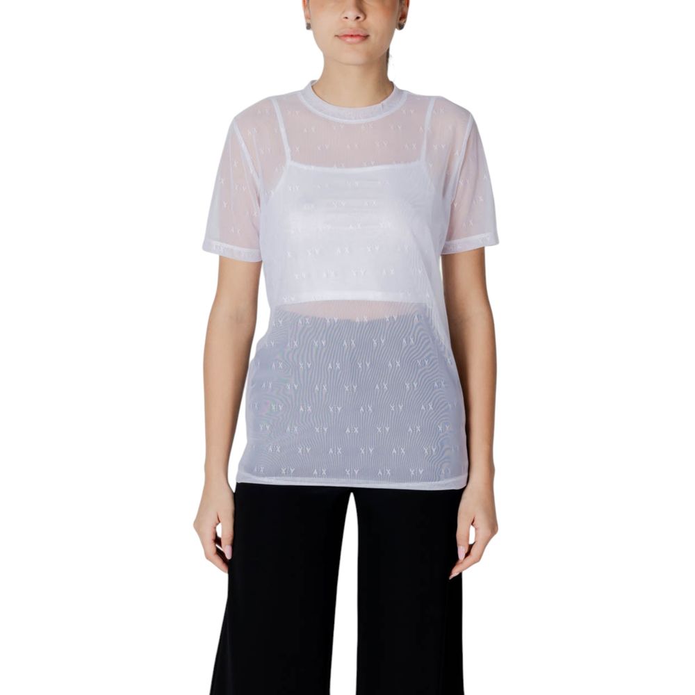 T-Shirt by Armani Exchange for women in stretch polyamide white features an edgy silhouette, meticulously detailed with a sophisticated and for a truly edgy finish.
