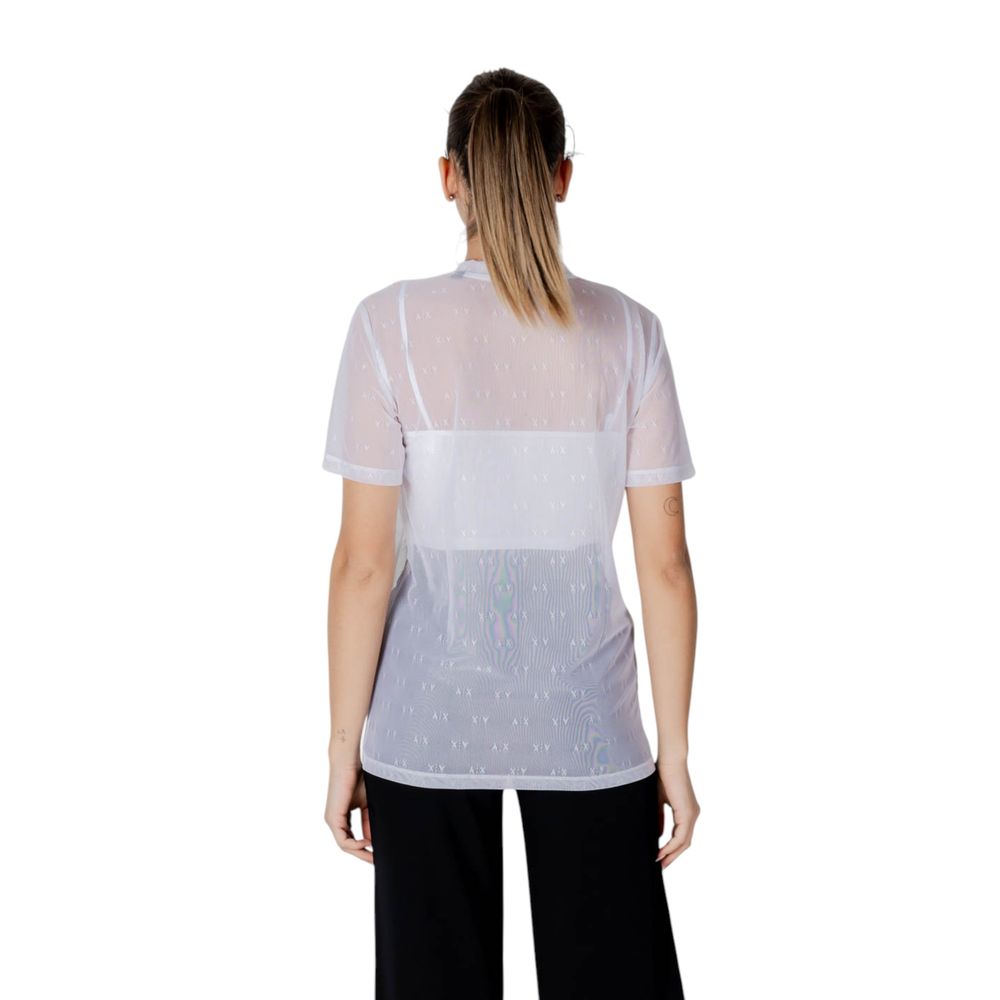 T-Shirt by Armani Exchange for women in stretch polyamide white showcases a chic silhouette, artfully detailed with a chic and for a chic finish.