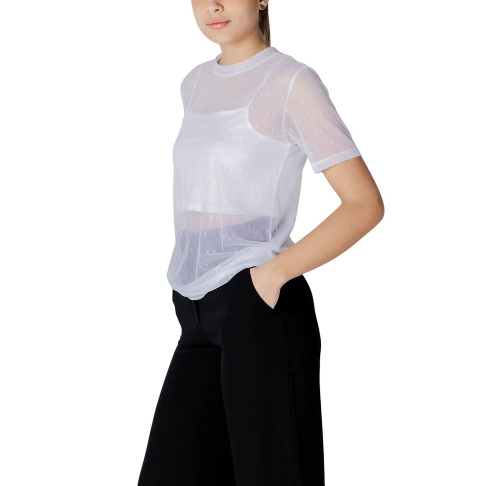 T-Shirt by Armani Exchange for women in stretch polyamide white showcases a unassuming silhouette, artfully detailed with a refined and unassuming for a sophisticated, contemporary look.