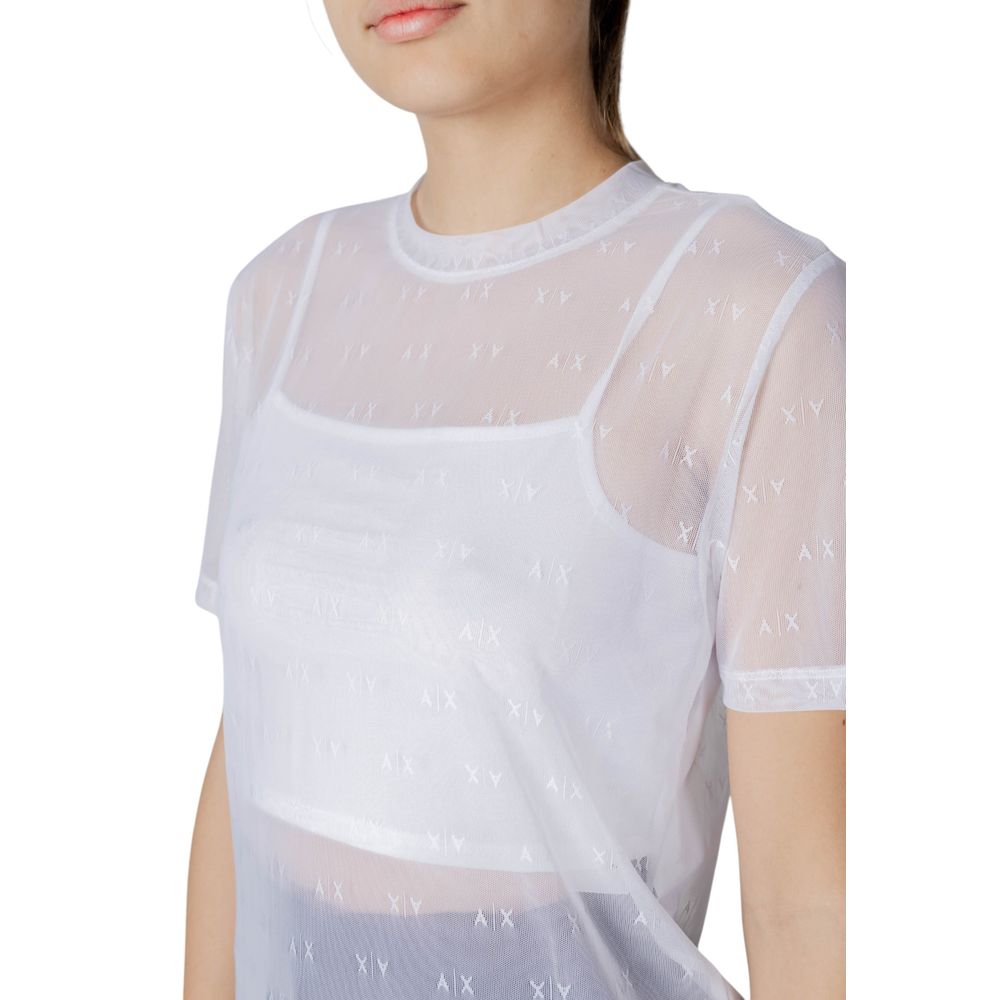 T-Shirt by Armani Exchange for women in stretch polyamide white features an edgy silhouette, meticulously detailed with a sophisticated and for a truly edgy finish.