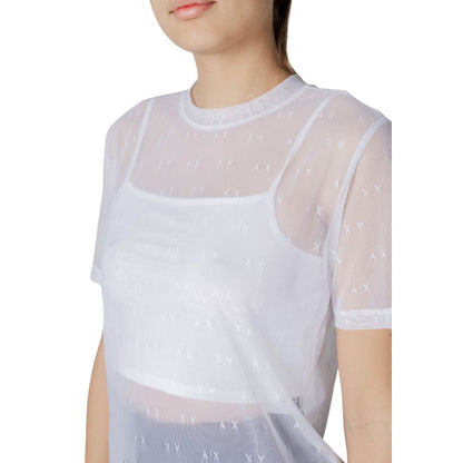 T-Shirt by Armani Exchange for women in stretch polyamide white features an edgy silhouette, meticulously detailed with a sophisticated and for a truly edgy finish.