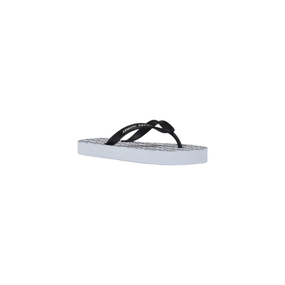 Flip-Flop Sandals by Armani Exchange for women in rubber white presents a sculptural silhouette, showcasing the Women's Lightweight Rubber Flip-Flop Sandals design with a sculptural and for a premium look.