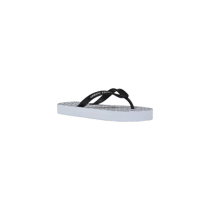 Flip-Flop Sandals by Armani Exchange for women in rubber white presents a sculptural silhouette, showcasing the Women's Lightweight Rubber Flip-Flop Sandals design with a sculptural and for a premium look.