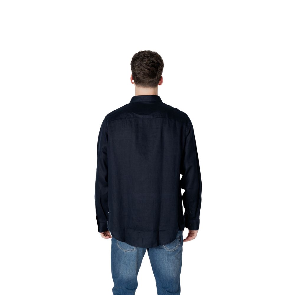Armani Exchange Men's Long-Sleeve Linen Shirt - Blue