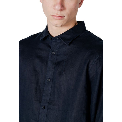 Armani Exchange Men's Long-Sleeve Linen Shirt - Blue