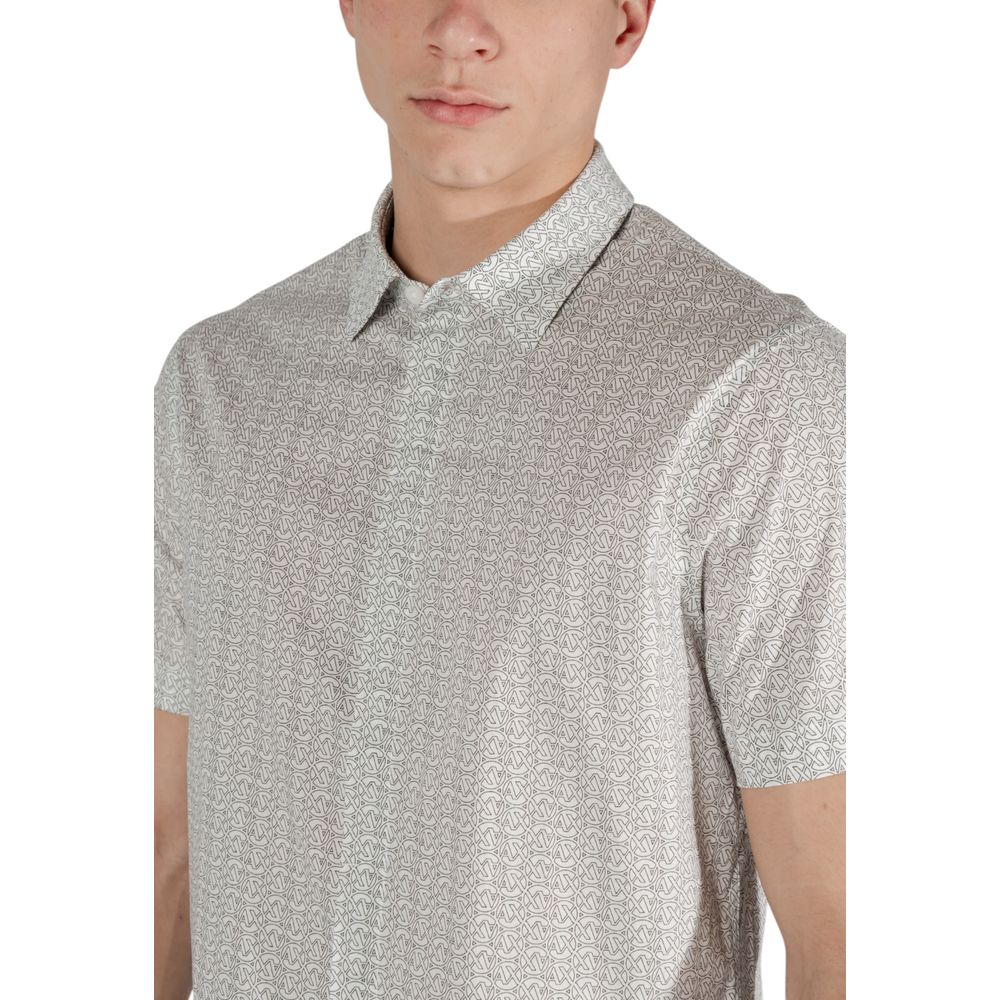 Shirt by Armani Exchange for men in stretch cotton cream showcases a sleek silhouette, elegantly detailed with a sleek and for a sleek finish.