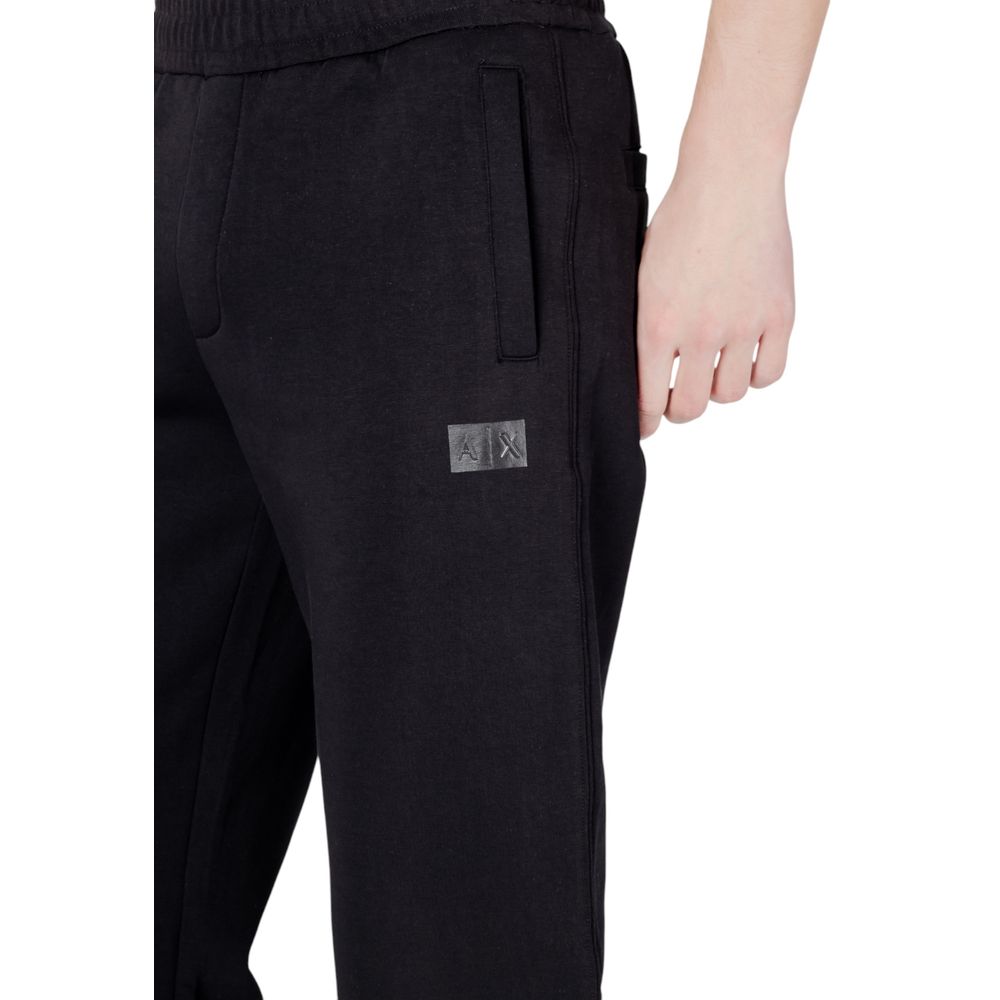 Activewear Jogger Pants by Armani Exchange for men in stretch polyester cotton black features an ergonomic and with a ergonomic long, showcasing innovative for a ergonomic look.