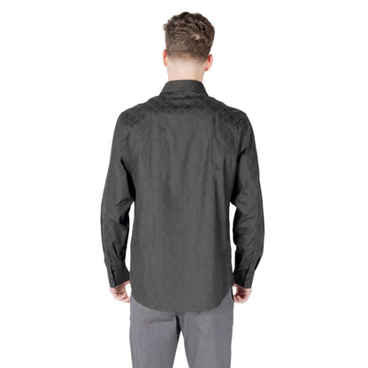 Shirt by Armani Exchange for men in cotton black, featuring a nuanced and nuanced for a sophisticated finish.