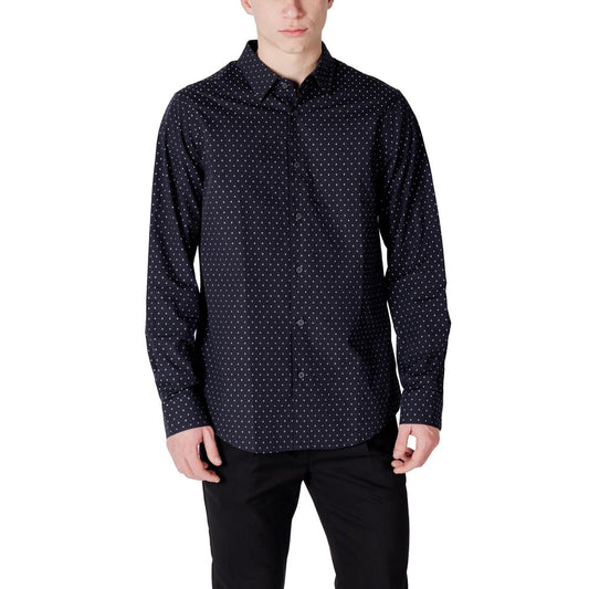 Shirt by Armani Exchange for men in cotton blue, featuring a nuanced long-sleeve and nuanced for a sophisticated finish.