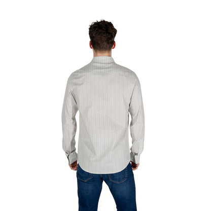 Shirt by Armani Exchange for men in stretch cotton cream features an polished silhouette, showcasing a sophisticated and detail for a truly polished finish.