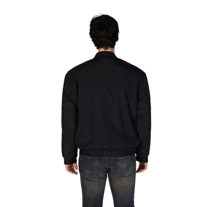 Bomber Jacket by Hugo Boss for men in polyamide cotton black showcases a bohemian silhouette, artfully detailed with a bohemian and signature lightweight & pockets for a truly bohemian finish.