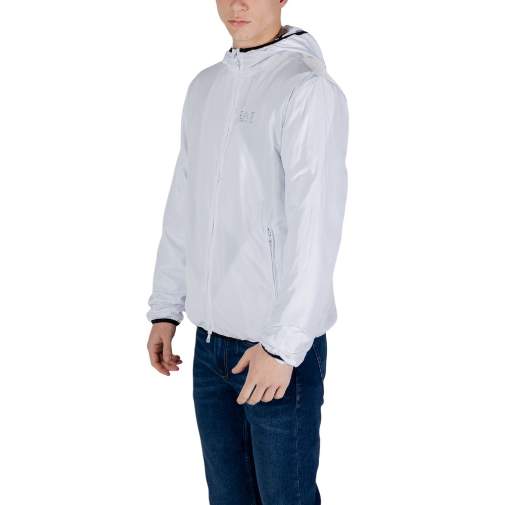 Windbreaker Jacket by EA7 Emporio Armani for men in polyester white features an magnificent silhouette, showcasing the sophisticated and functional lightweight & windproof for a premium, magnificent look.