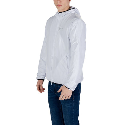 Windbreaker Jacket by EA7 Emporio Armani for men in polyester white features an magnificent silhouette, showcasing the sophisticated and functional lightweight & windproof for a premium, magnificent look.