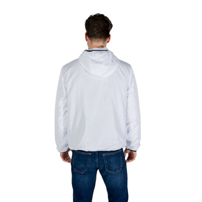 Windbreaker Jacket by EA7 Emporio Armani for men in polyester white features an enduring silhouette, showcasing technical lightweight & windproof and a sophisticated for a truly enduring aesthetic.