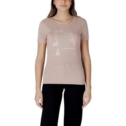 T-Shirt by EA7 Emporio Armani for women in stretch cotton pink showcases a chic silhouette, artfully detailed with a chic and for a chic finish.