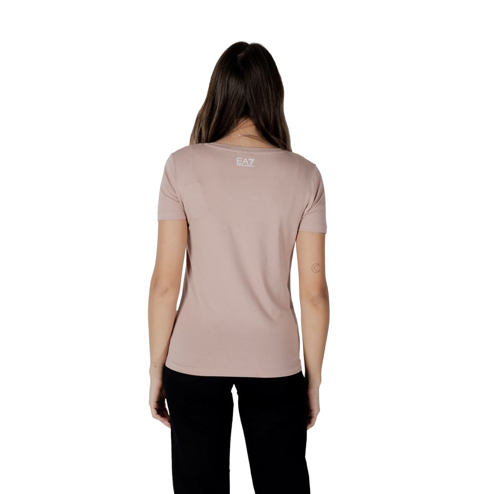 T-Shirt by EA7 Emporio Armani for women in stretch cotton pink features an on trend silhouette, perfectly showcasing a on trend and for an elevated aesthetic.