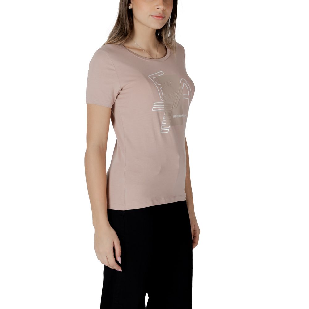 T-Shirt by EA7 Emporio Armani for women in stretch cotton pink features an edgy silhouette, meticulously detailed with a sophisticated and for a truly edgy finish.