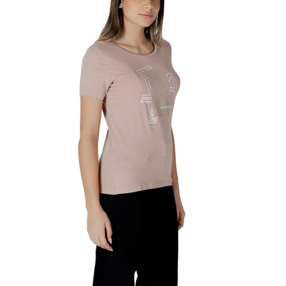 T-Shirt by EA7 Emporio Armani for women in stretch cotton pink features an edgy silhouette, meticulously detailed with a sophisticated and for a truly edgy finish.