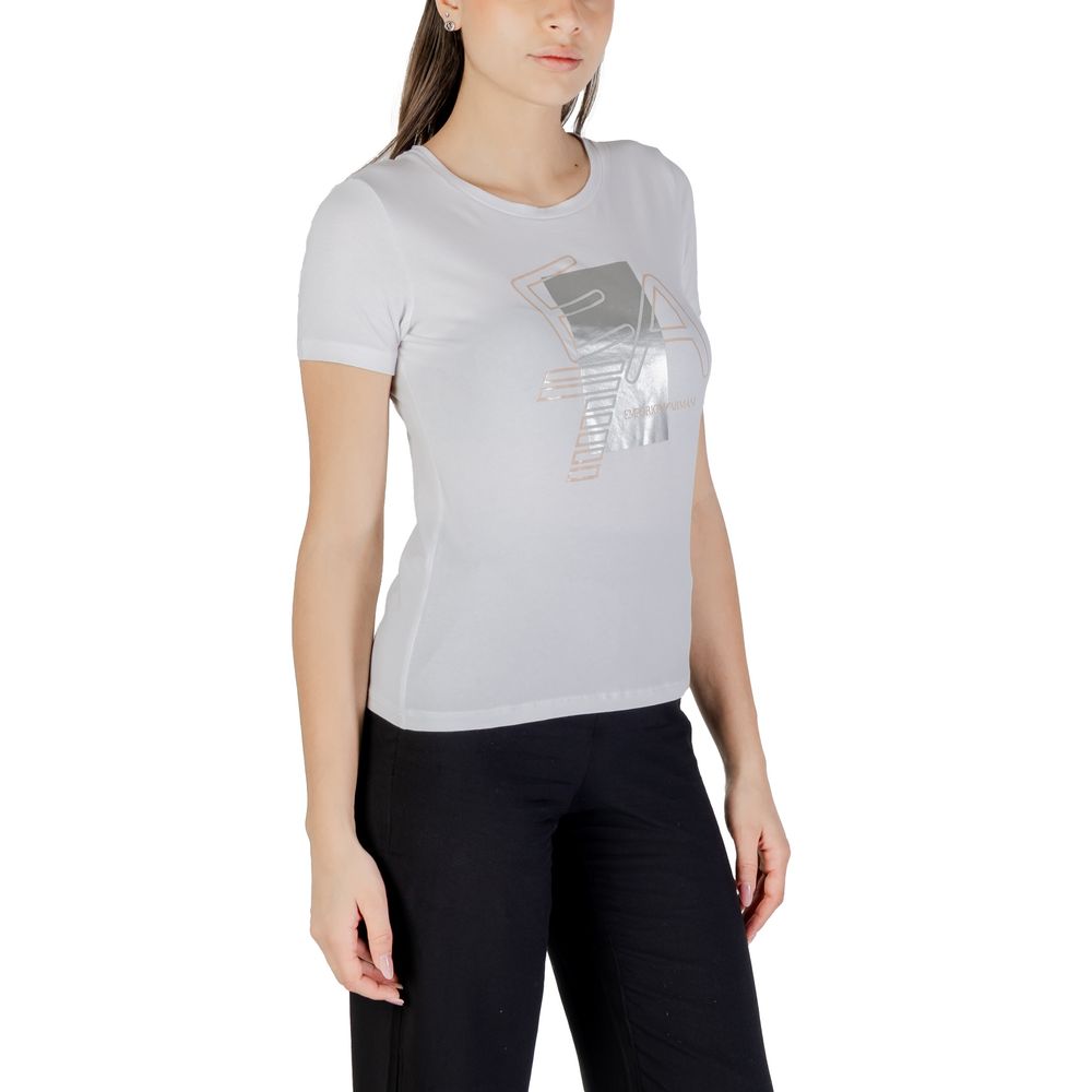 T-Shirt by EA7 Emporio Armani for women in stretch cotton white features an on trend silhouette, perfectly showcasing a on trend and for an elevated aesthetic.