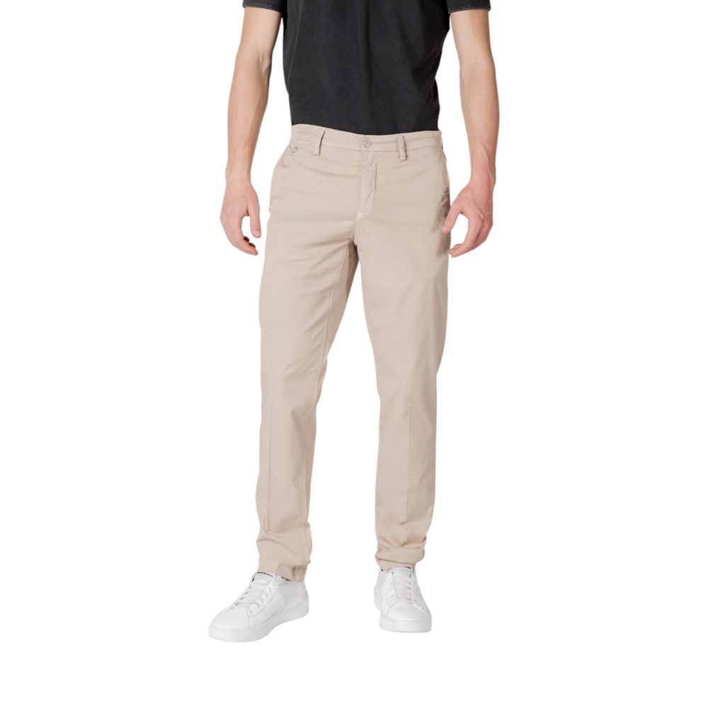 Trousers by Replay for men in stretch cotton beige features a tailored silhouette with a tailored regular-fit, defined by its long and a sophisticated .