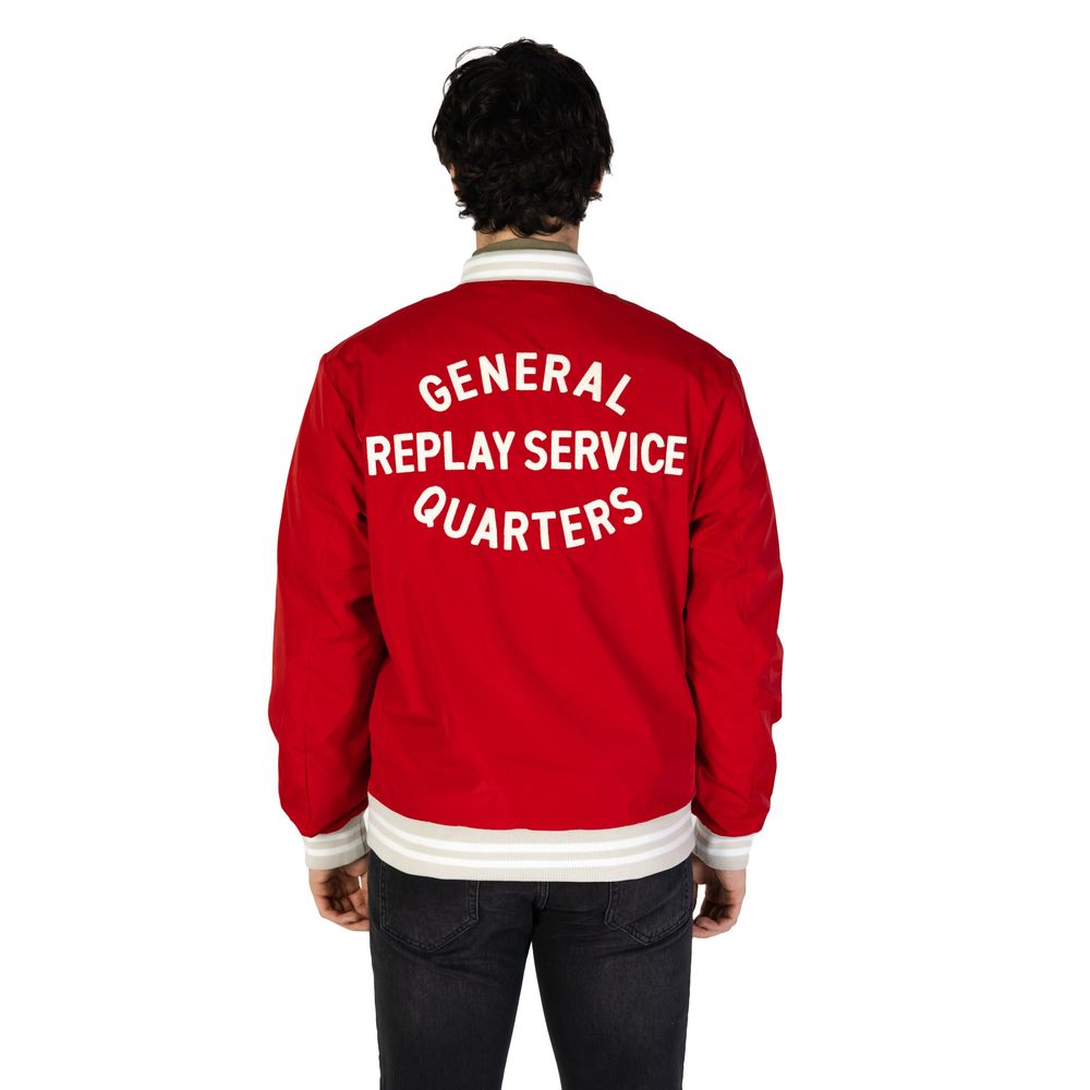 Bomber Jacket by Replay for men in cotton polyester red showcases a bohemian silhouette, artfully detailed with a bohemian and signature for a truly bohemian finish.