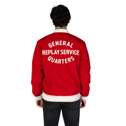Bomber Jacket by Replay for men in cotton polyester red showcases a bohemian silhouette, artfully detailed with a bohemian and signature for a truly bohemian finish.