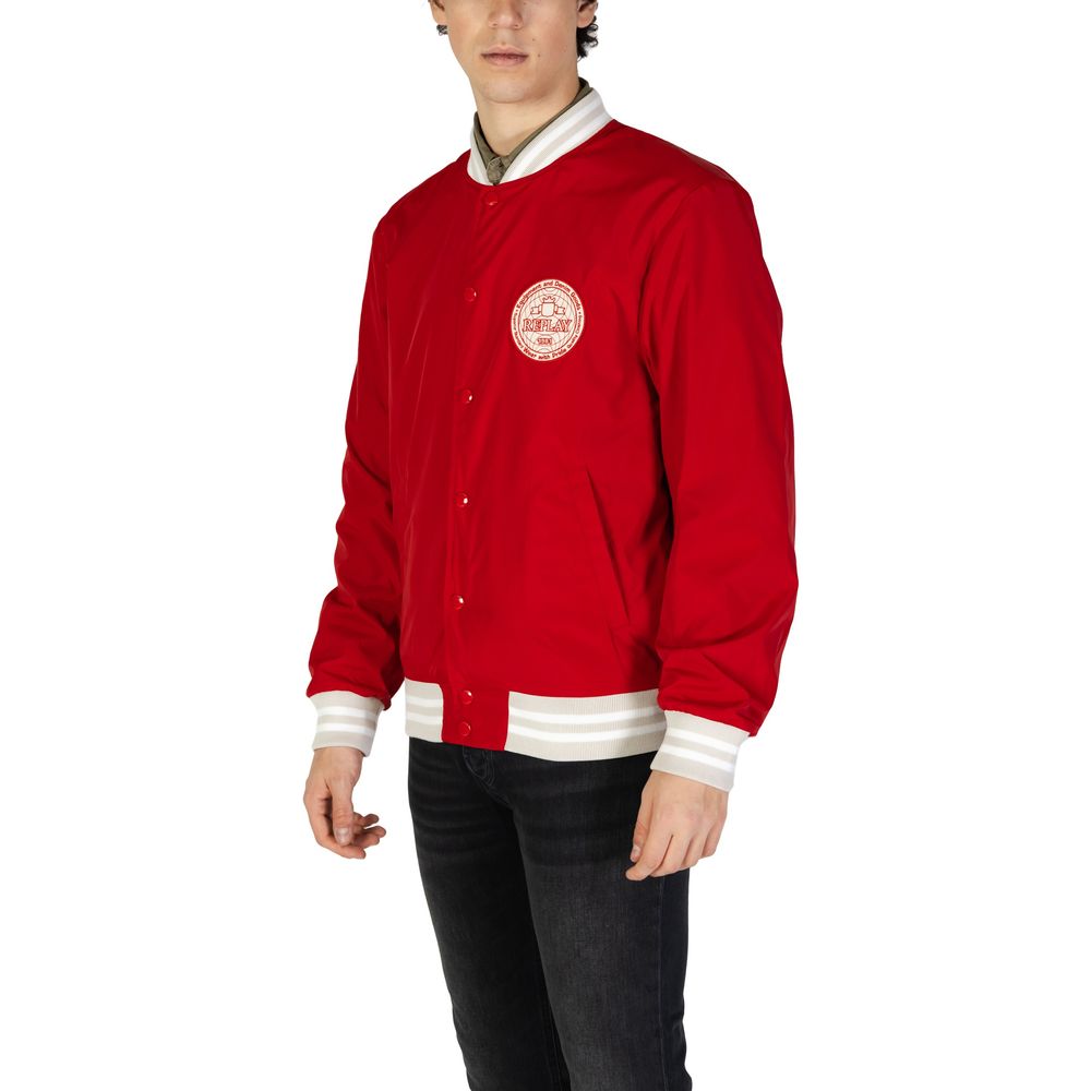 Bomber Jacket by Replay for men in cotton polyester red features an on trend silhouette, showcasing refined and a sophisticated for a truly on trend finish.