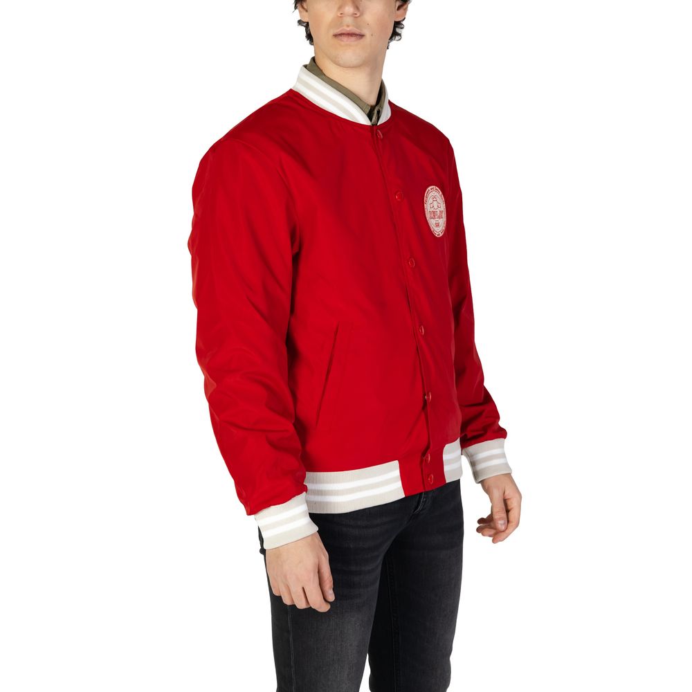 This Bomber Jacket by Replay for men in cotton polyester red exhibits a edgy silhouette, meticulously detailed with functional and a edgy for a edgy finish.
